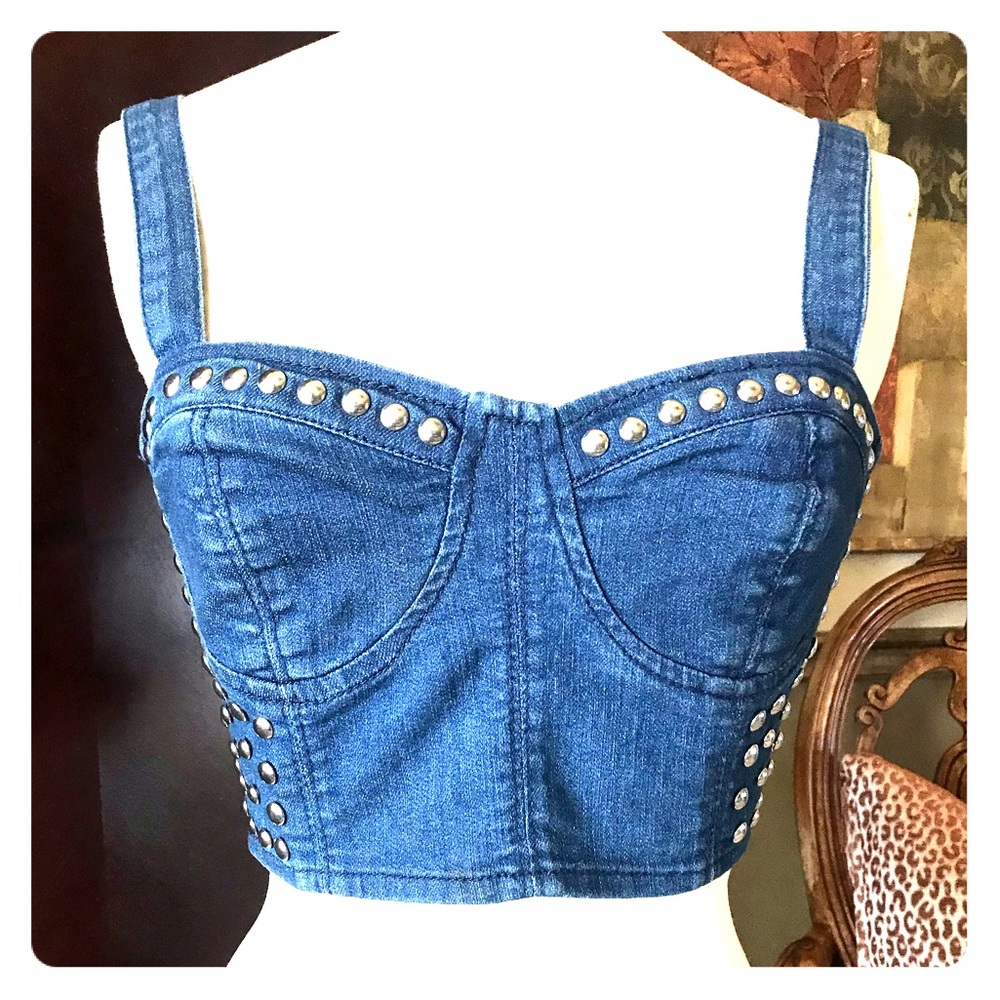 Denim Corset Bustier look crop top